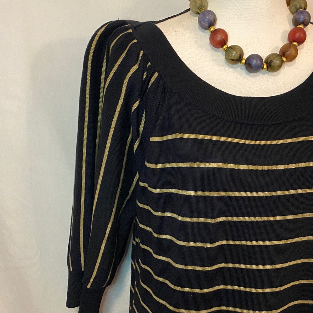 Jessica Howard Navy Dress with Tan Stripes